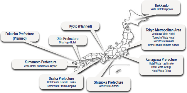 Location of hotels we operate